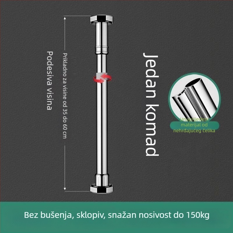 Podržna skela za umivaonik ispod ploče, teleskopska šipka, brušena završna obrada, moderni stil, kompatibilno s univerzalnim ormarićima