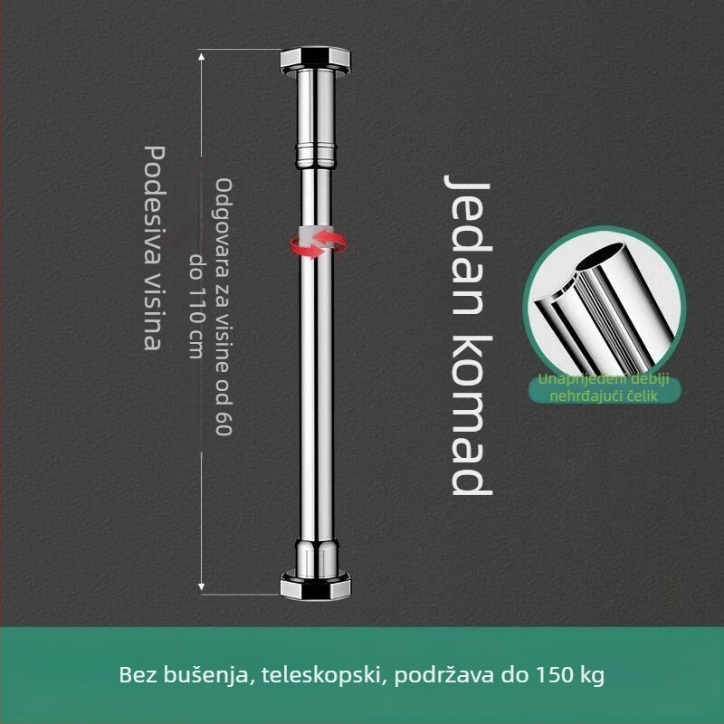 Podržna skela za umivaonik ispod ploče, teleskopska šipka, brušena završna obrada, moderni stil, kompatibilno s univerzalnim ormarićima
