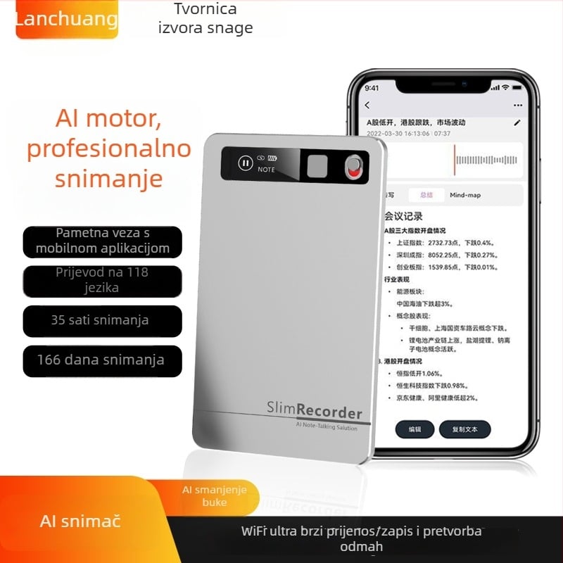 AI prevoditelj i rekordnik konferencija, 3-mikrofonni niz, Bluetooth, MP3, 64GB