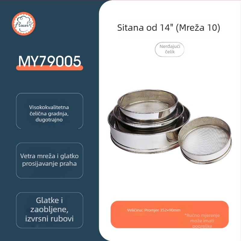 Prosijac za brašno od nehrđajućeg čelika 304, ultrafino sito, marka Fenghe Rili, model MY, modern minimalist stil