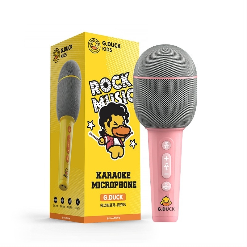 Bežični mikrofon s ugrađenim zvučnikom za kućni karaoke, Bluetooth 5.0; ugrađena baterija 800–1000 mAh; trajanje baterije 6–8 h; frekvencijski odziv 20 Hz–20 kHz; SNR ≥85 dB