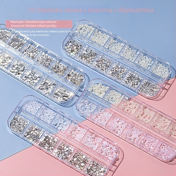 Nakit za nokte od plastike s dijamantima - Princess Series, uzorci: Shell, Moon, Blocks, Chain, Miss Gooey / Miss Honey, Guangzhou