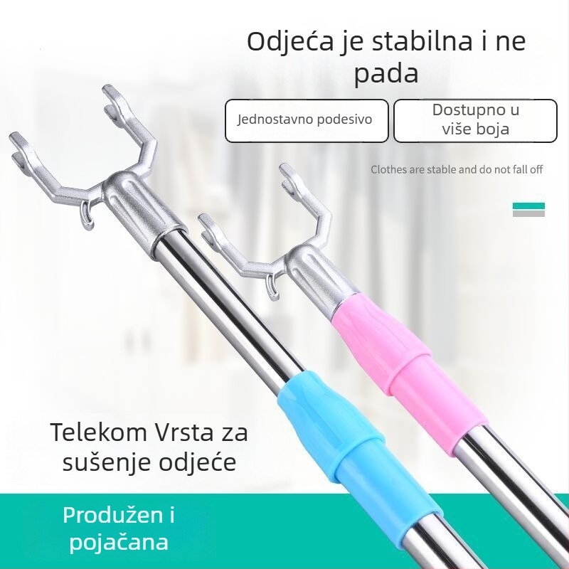 Proširiva šipka za sušenje od nehrđajućeg čelika za balkon, moderni minimalistički dizajn, Anlin