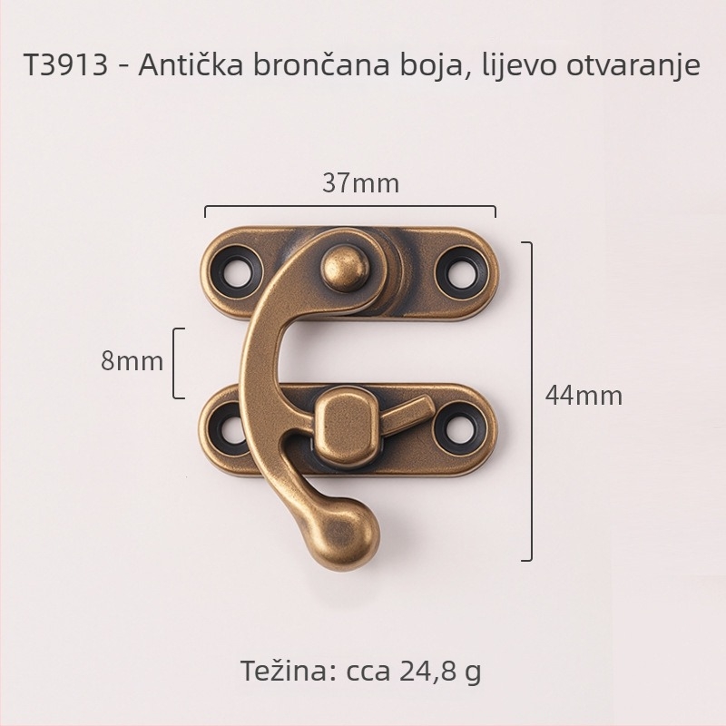 Bakrena kopča s rogom za kutiju od drveta camfora – retro stil, model 3913