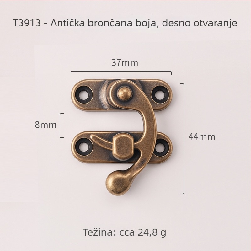 Bakrena kopča s rogom za kutiju od drveta camfora – retro stil, model 3913