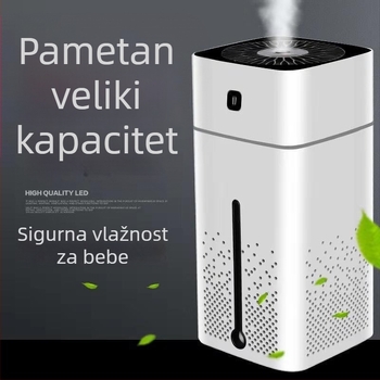 Pametan ovlaživač za dom i ured, tih rad, spremnik 0,5–1 L, 3+ izlaza magle, konstantna vlaga, napajanje baterijom (za prostorije do 10 m2)