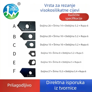 Glava rezača staklene cijevi za zakrivljene cijevi kvarca/borosilikata, s otvorom, debljina reza 8-12