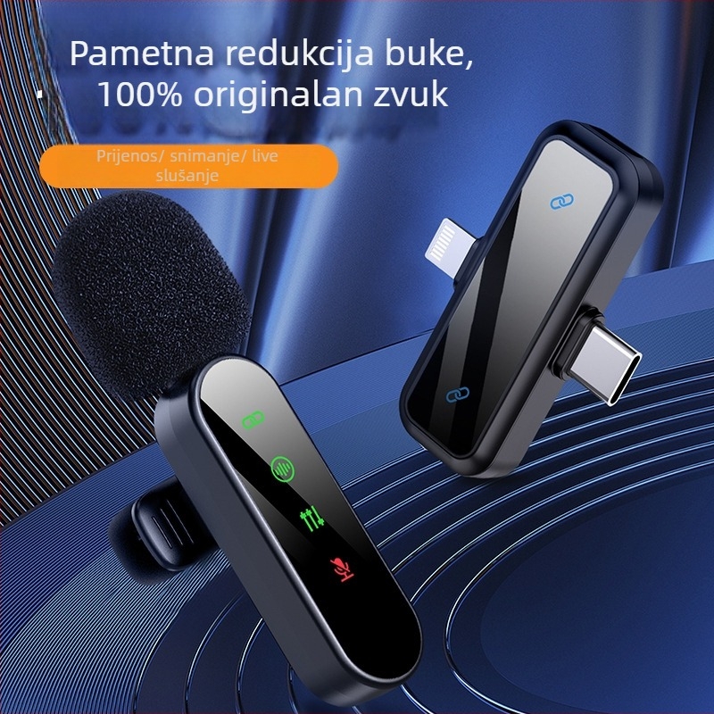 Bežični lavalier mikrofon za mobilno emitiranje uživo, omnidirekcionalan, Bluetooth 5.3, 20 Hz–20 kHz, trajanje baterije 3–6 sati