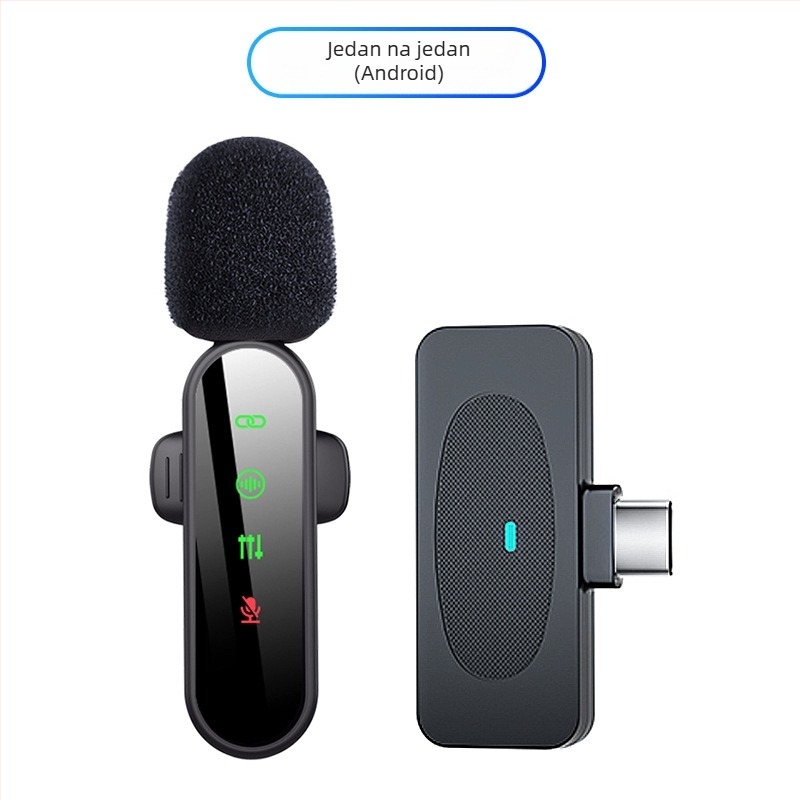 Bežični lavalier mikrofon za mobilno emitiranje uživo, omnidirekcionalan, Bluetooth 5.3, 20 Hz–20 kHz, trajanje baterije 3–6 sati