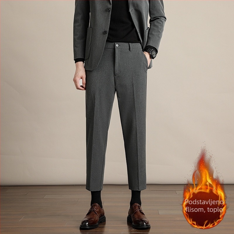 Muške hlače za odijelo, ravnog kroja, slim fit, s elegantnim padom tkanine