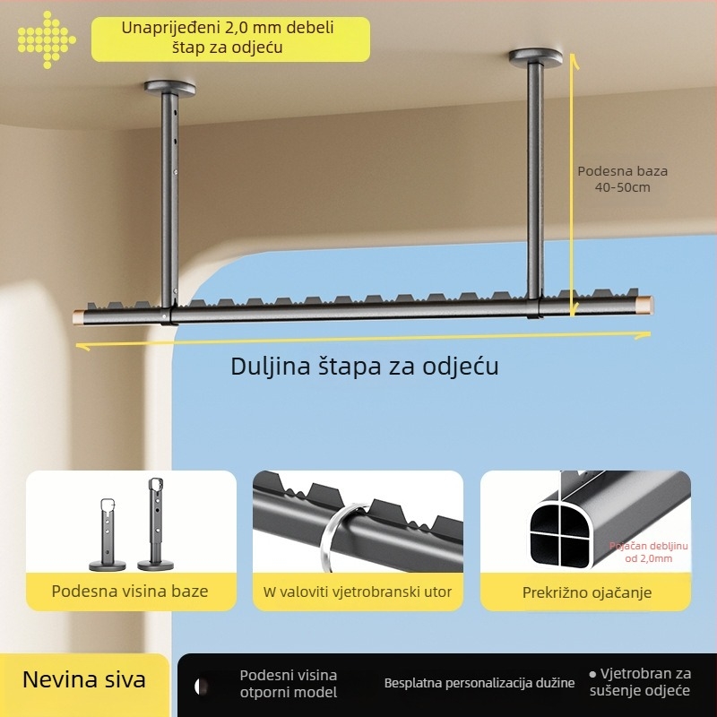 Metalna šipka za sušenje rublja – za spavaću sobu, lansirano 2024, East tai, moderni minimalistički stil