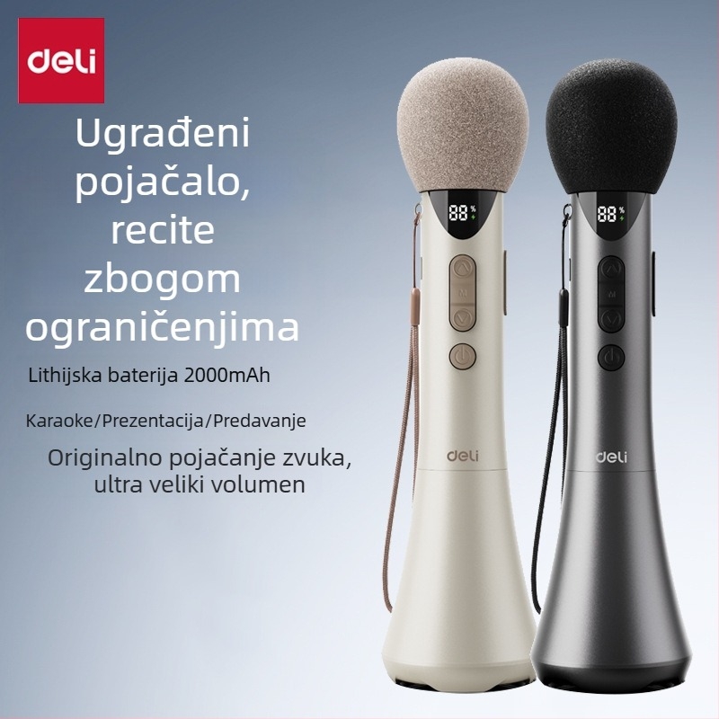 Ručni karaoke pojačalo s integriranim mikrofonom — model L-698, izlaz 15W, zamjenjiva baterija, trajanje baterije više od 12 sati, napajanje 5V