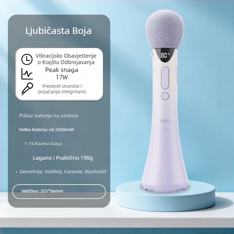 Ručni karaoke pojačalo s integriranim mikrofonom — model L-698, izlaz 15W, zamjenjiva baterija, trajanje baterije više od 12 sati, napajanje 5V