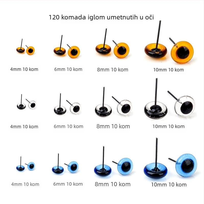 Stakleni oči za lutke i plišane mede, set od 120 komada, pečene na visokoj temperaturi