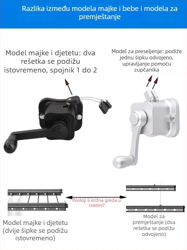 Balkonska sušilica za odjeću s ručnim okretanjem - aluminijska legura