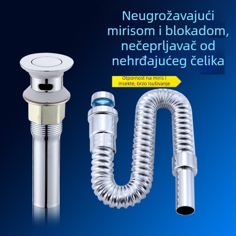 Nehrđajući čelični odvod za umivaonik (S-krivulja) – Yayil, moderan i jednostavan stil, prilagodljivo obrađivanje, spremno za privatnu oznaku