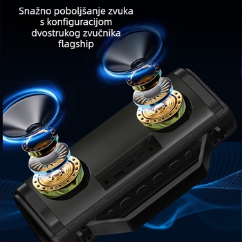 Visoko snažni bežični Bluetooth karaoke zvučnik sa ugrađenim mikrofonom i subwooferom, 18W, Bluetooth 5.0, 2 zvučnika, 100Hz-20kHz, ugrađena baterija 1200-2000mAh, doseg do 10 m