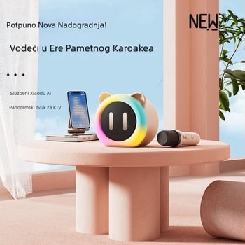 Dječji Bluetooth karaoke mikrofon zvučnik (5W izlaz, Bluetooth 5.3, ugrađena baterija 1000–1200 mAh, frekvencijski odziv 100 Hz–20 kHz, domet 10 m)