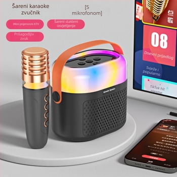 Bluetooth karaoke zvučnik s RGB osvjetljenjem i ugrađenim mikrofonom - 5W, BT 5.3, ugrađena baterija 1200–2000mAh