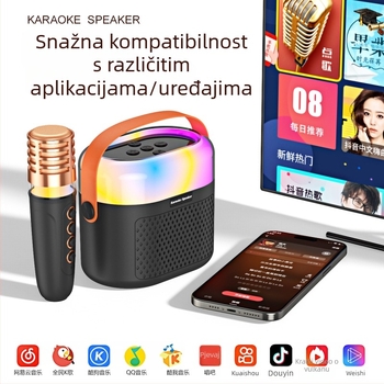 Bluetooth karaoke zvučnik s RGB osvjetljenjem i ugrađenim mikrofonom - 5W, BT 5.3, ugrađena baterija 1200–2000mAh