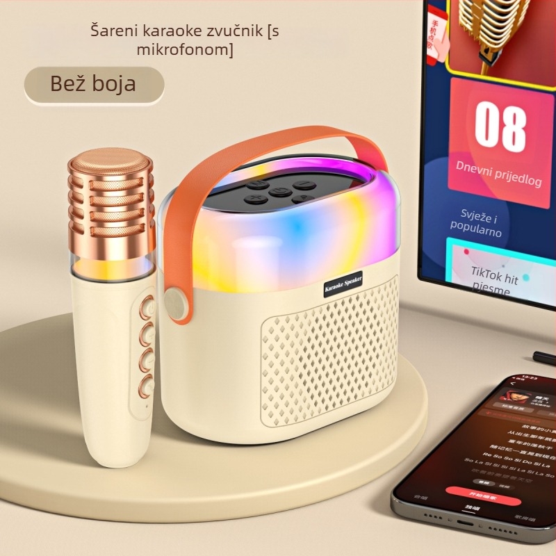 Bluetooth karaoke zvučnik s RGB osvjetljenjem i ugrađenim mikrofonom - 5W, BT 5.3, ugrađena baterija 1200–2000mAh