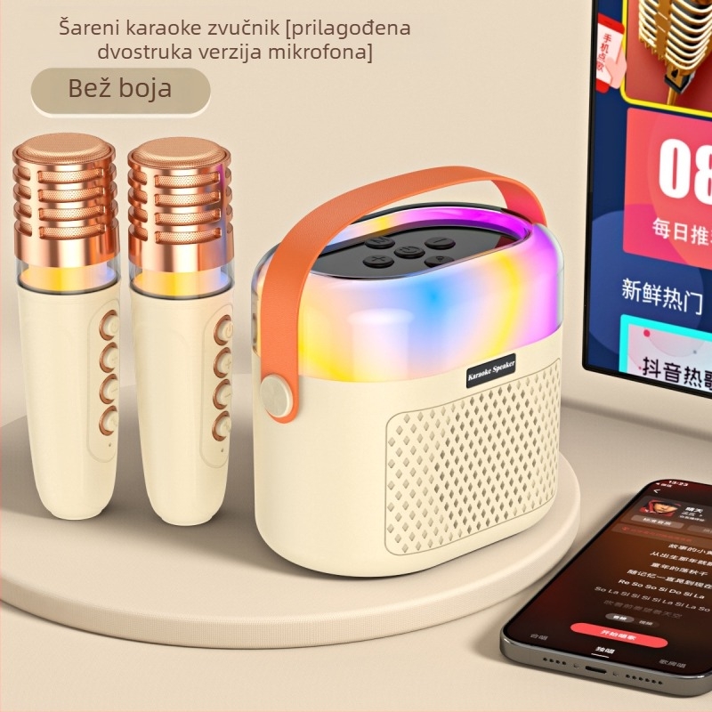 Bluetooth karaoke zvučnik s RGB osvjetljenjem i ugrađenim mikrofonom - 5W, BT 5.3, ugrađena baterija 1200–2000mAh