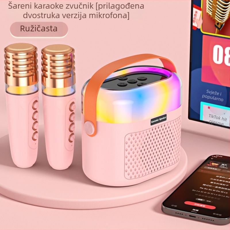 Bluetooth karaoke zvučnik s RGB osvjetljenjem i ugrađenim mikrofonom - 5W, BT 5.3, ugrađena baterija 1200–2000mAh