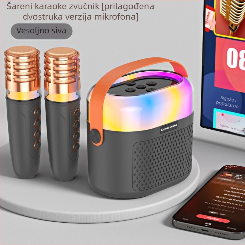 Bluetooth karaoke zvučnik s RGB osvjetljenjem i ugrađenim mikrofonom - 5W, BT 5.3, ugrađena baterija 1200–2000mAh