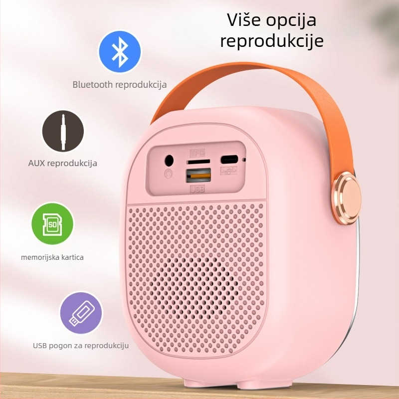 Bluetooth zvučnik s RGB osvjetljenjem i karaoke mikrofonski set - 5W, Bluetooth 5.3, 60Hz-15kHz, domet 10m, ugrađena baterija 1000-1200mAh