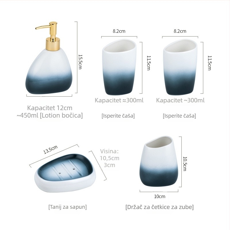 Qianhuiju keramički petdijelni set za kupaonicu