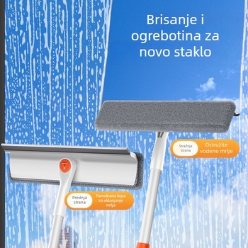 Izvlačni dvostrani alat za čišćenje stakla za vanjske prozore visokih zgrada, plastično kućište, kućna upotreba.