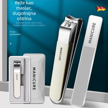 Prenosivi veliki set nokatiju kliješta s ravnim otvorom, staklena pilnica u kutiji – plast + nehrđajući čelik