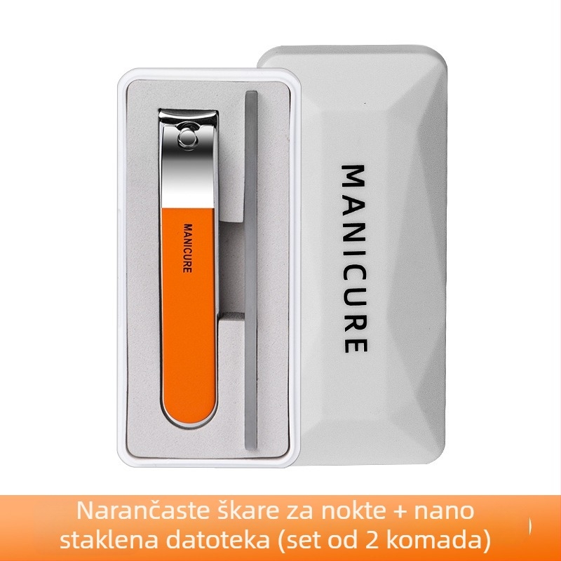 Prenosivi veliki set nokatiju kliješta s ravnim otvorom, staklena pilnica u kutiji – plast + nehrđajući čelik