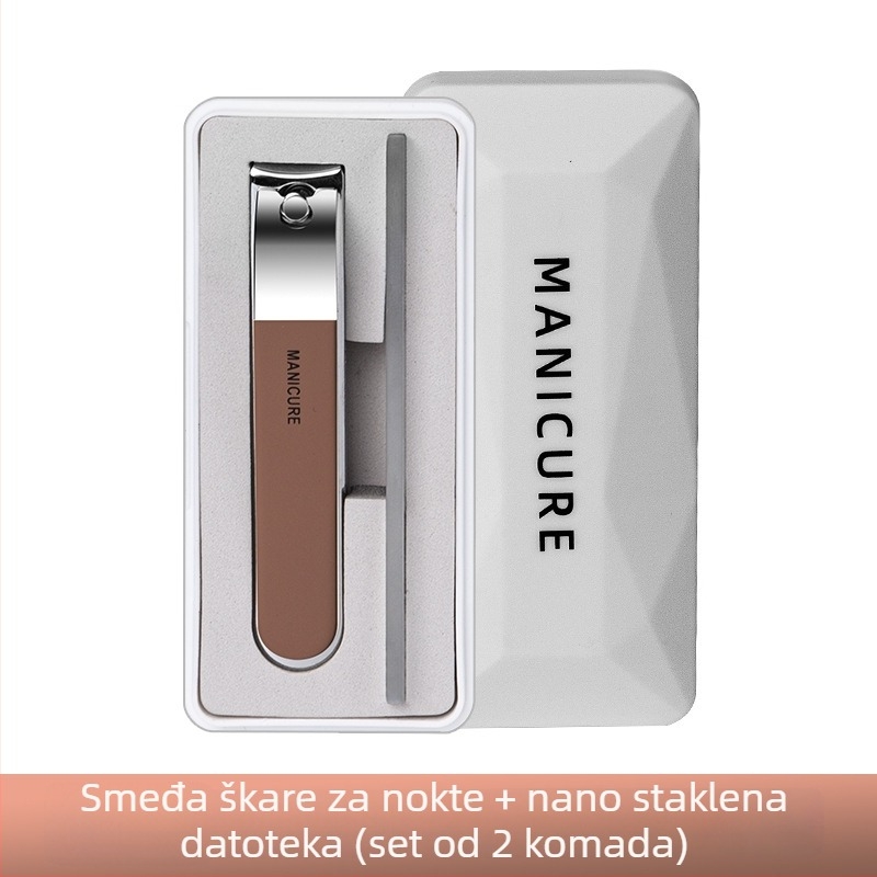 Prenosivi veliki set nokatiju kliješta s ravnim otvorom, staklena pilnica u kutiji – plast + nehrđajući čelik