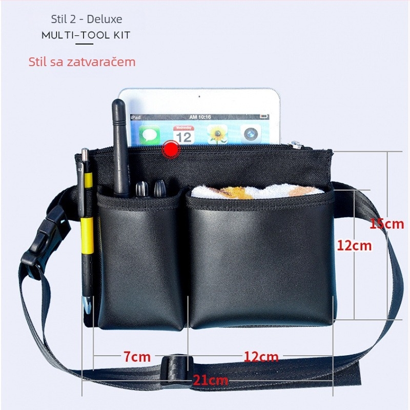 Sportska torbica za pojas — Višenamjenska kožna torba za pojas s prostorom za mobitel i radio; za muškarce; proljeće 2024; ledeni sportovi