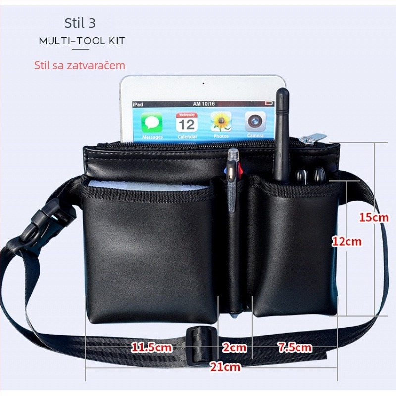 Sportska torbica za pojas — Višenamjenska kožna torba za pojas s prostorom za mobitel i radio; za muškarce; proljeće 2024; ledeni sportovi