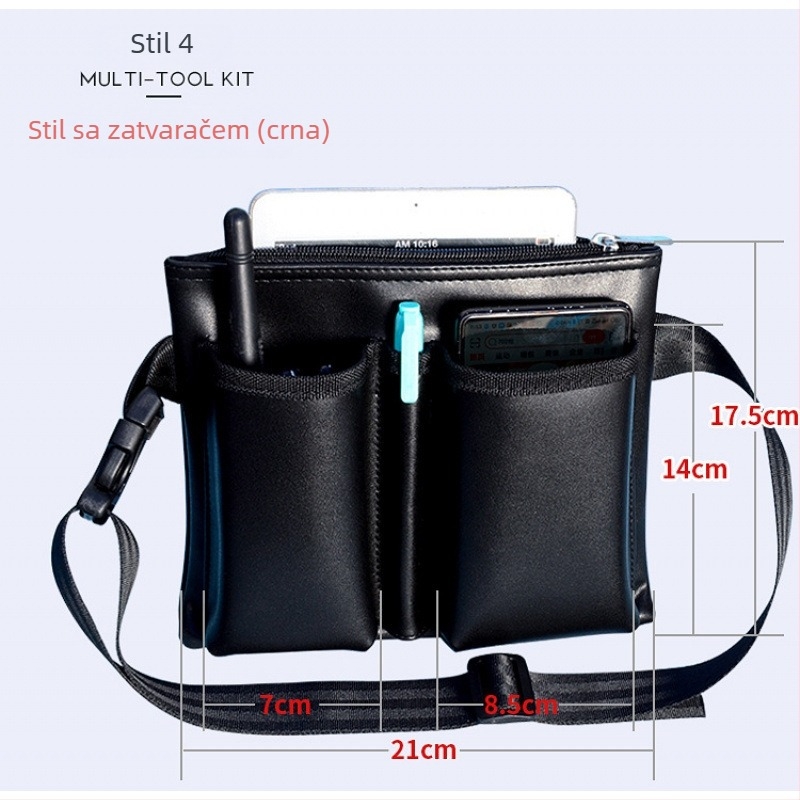 Sportska torbica za pojas — Višenamjenska kožna torba za pojas s prostorom za mobitel i radio; za muškarce; proljeće 2024; ledeni sportovi