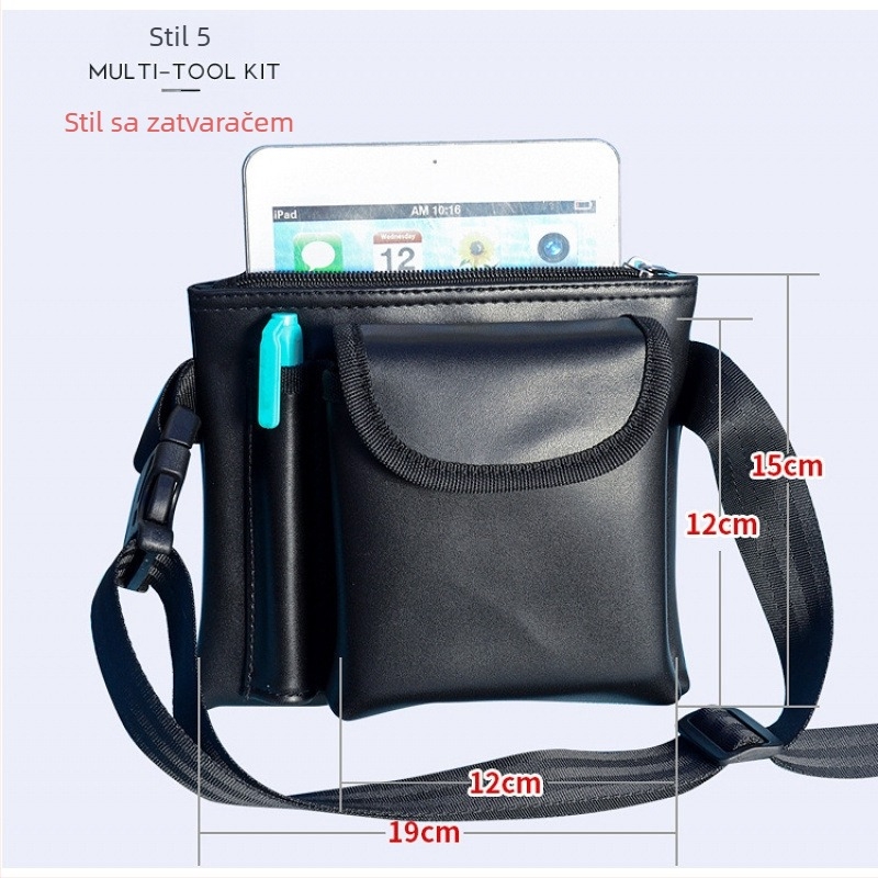 Sportska torbica za pojas — Višenamjenska kožna torba za pojas s prostorom za mobitel i radio; za muškarce; proljeće 2024; ledeni sportovi