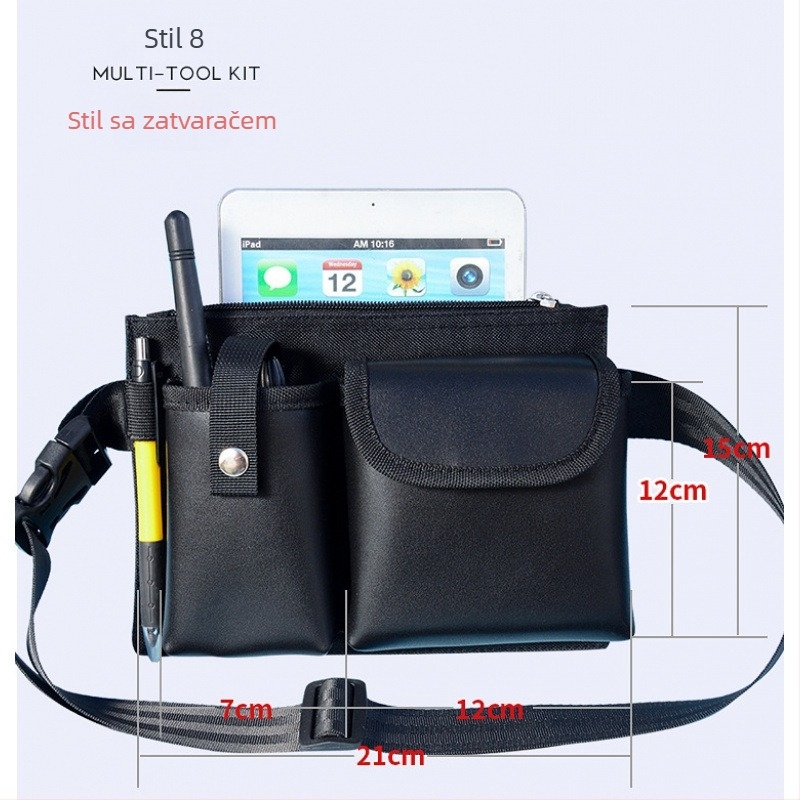 Sportska torbica za pojas — Višenamjenska kožna torba za pojas s prostorom za mobitel i radio; za muškarce; proljeće 2024; ledeni sportovi