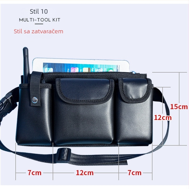 Sportska torbica za pojas — Višenamjenska kožna torba za pojas s prostorom za mobitel i radio; za muškarce; proljeće 2024; ledeni sportovi