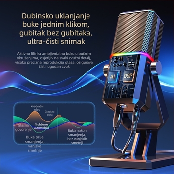 Gaming mikrofon za stolno računalo s kardioidnim dinamičnim snimanjem, žični, SNR ≥70 dB, za streaming i online nastavu