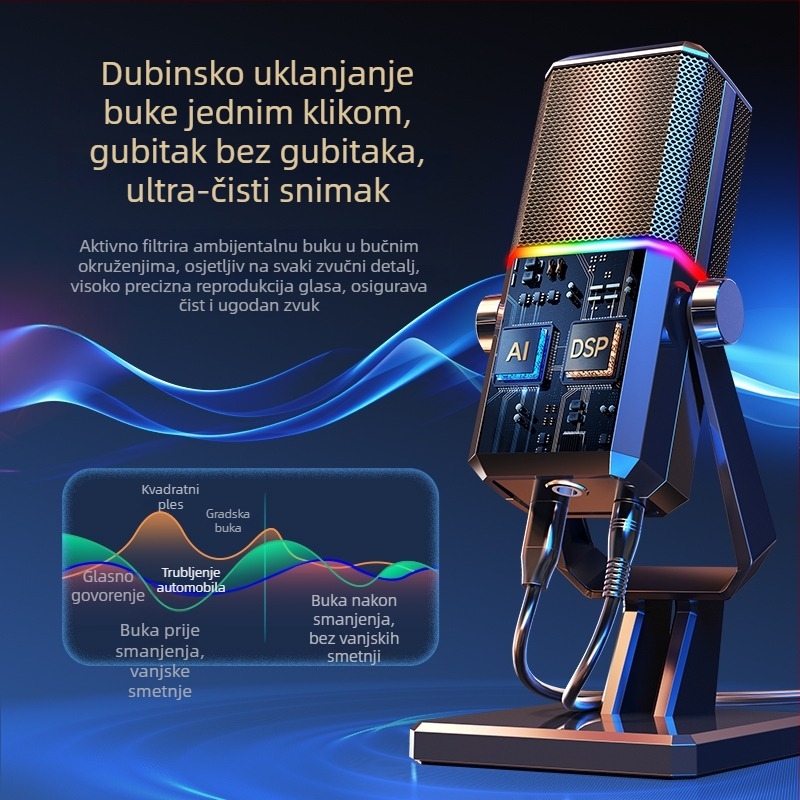 Gaming mikrofon za stolno računalo s kardioidnim dinamičnim snimanjem, žični, SNR ≥70 dB, za streaming i online nastavu
