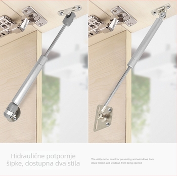 Boluoni plinska opruga za ormariće — željezo, elektroplatiranje, moderan minimalistički stil, za vrata ormara