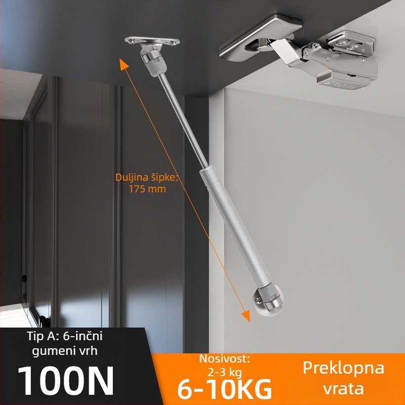 Boluoni plinska opruga za ormariće — željezo, elektroplatiranje, moderan minimalistički stil, za vrata ormara