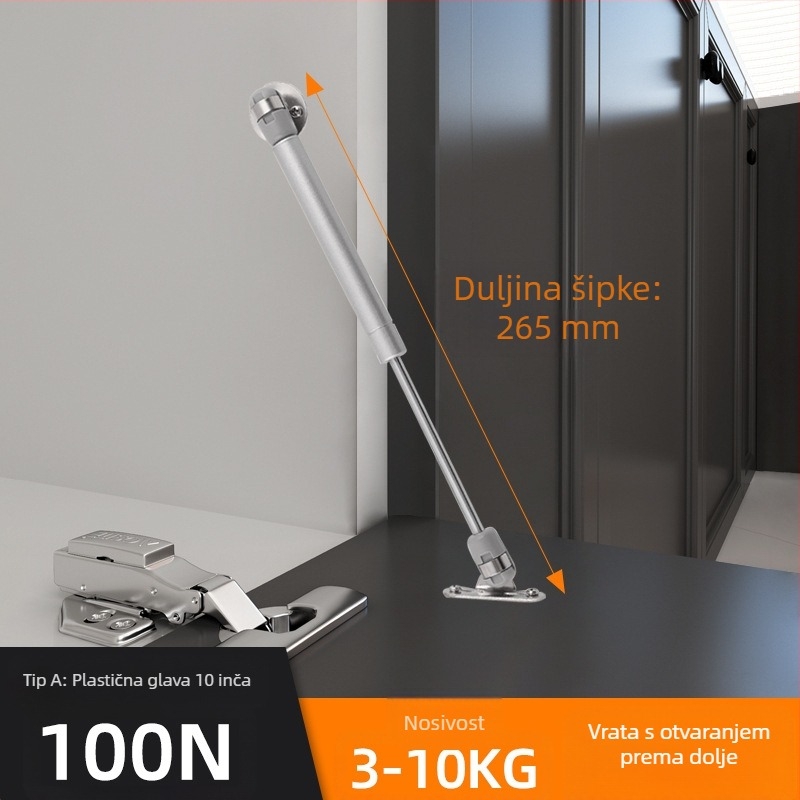 Boluoni plinska opruga za ormariće — željezo, elektroplatiranje, moderan minimalistički stil, za vrata ormara