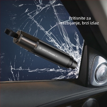 Automobilski razbijač prozora s rezačem i reznim pojasom, aluminijska legura, 82 g, dvostruka funkcija spašavanja