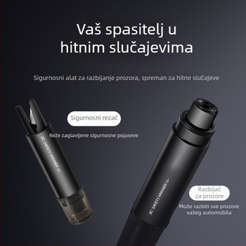 Automobilski razbijač prozora s rezačem i reznim pojasom, aluminijska legura, 82 g, dvostruka funkcija spašavanja