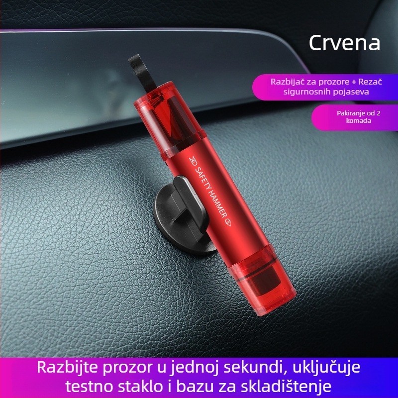 Automobilski razbijač prozora s rezačem i reznim pojasom, aluminijska legura, 82 g, dvostruka funkcija spašavanja