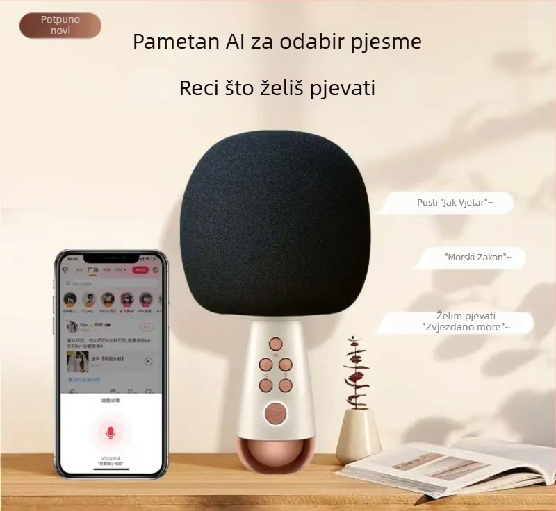 Mobilni karaoke mikrofon G2 s ugrađenom zvučnom kartom, superkardioidni usmjeren mikrofon, Bluetooth 5.0, trajanje baterije 6-8 sati