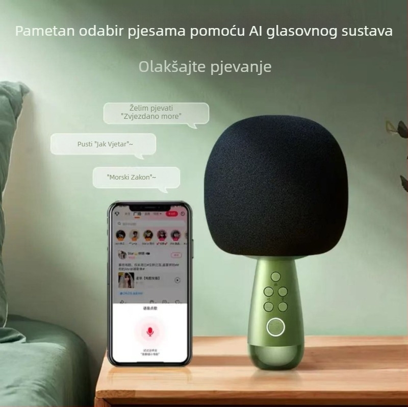 Mobilni karaoke mikrofon G2 s ugrađenom zvučnom kartom, superkardioidni usmjeren mikrofon, Bluetooth 5.0, trajanje baterije 6-8 sati